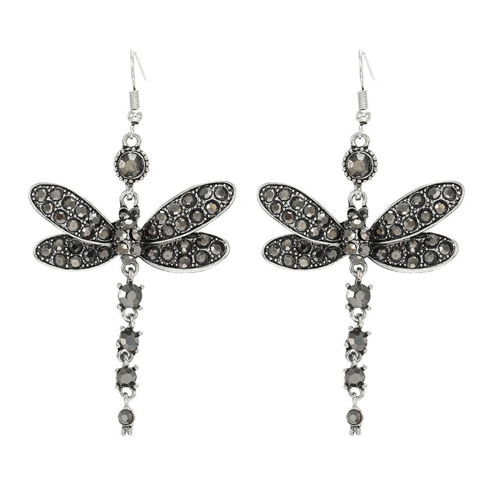 Wholesale Full Diamond Dragonfly Alloy Earrings MOQ≥2 JDC-ES-Kaiwei005