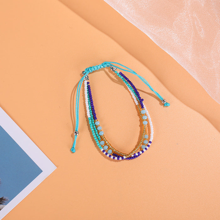 Wholesale Colorful Woven Rice Beads Crystal Beaded Bracelet Multilayer Adjustable JDC-BT-ZengZ006