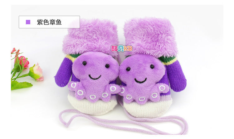 Wholesale Gloves Knitted Warm Mittens Cute Cartoon Halter Gloves JDC-GS-HaiL004