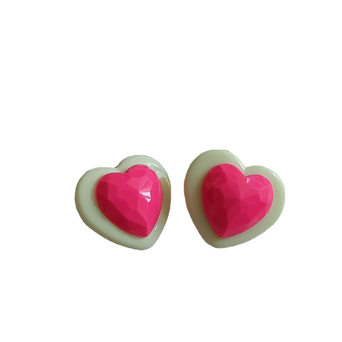 Wholesale acrylic rose red heart earrings JDC-ES-MISUI006