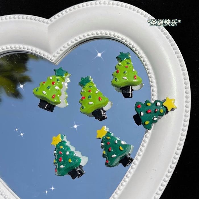Wholesale Hair Clips Resin Cute Christmas Tree Cartoon MOQ≥2 JDC-HC-GaJ006