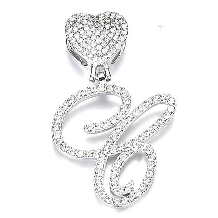 Wholesale Necklace 26 English Letters Love Buckle Diamond Cuban Chain MOQ≥2 JDC-NE-XuanD010