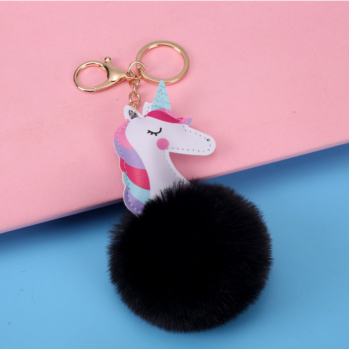 Wholesale Imitation Rex Rabbit Fur Cartoon Hair Ball Keychain MOQ≥2 JDC-KC-YXin001