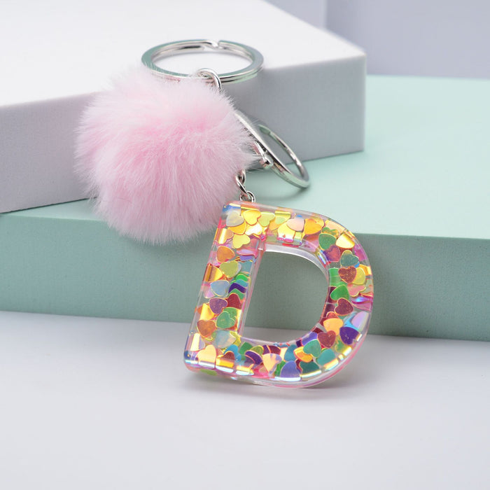 Jewelry WholesaleWholesale love sequin resin drip glue 26 English letter keychains MOQ≥2 JDC-KC-YiWa001 Keychains 伊娃 %variant_option1% %variant_option2% %variant_option3%  Factory Price JoyasDeChina Joyas De China
