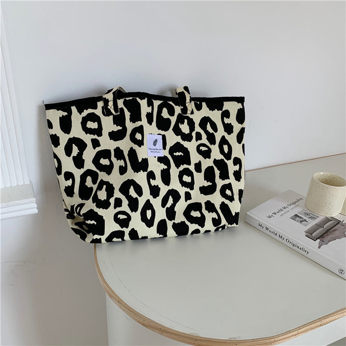 Wholesale Shoulder Bag Canvas Leopard Print Tote Bag Large Capacity Tote Shopping Bag JDC-SD-SBB003