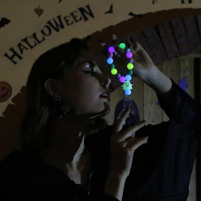 Mayor de llavero al por mayor Halloween Ghost Fluorescent Silicona Beads Muñecura MOQUINA MOQ≥2 JDC-KC-JM050