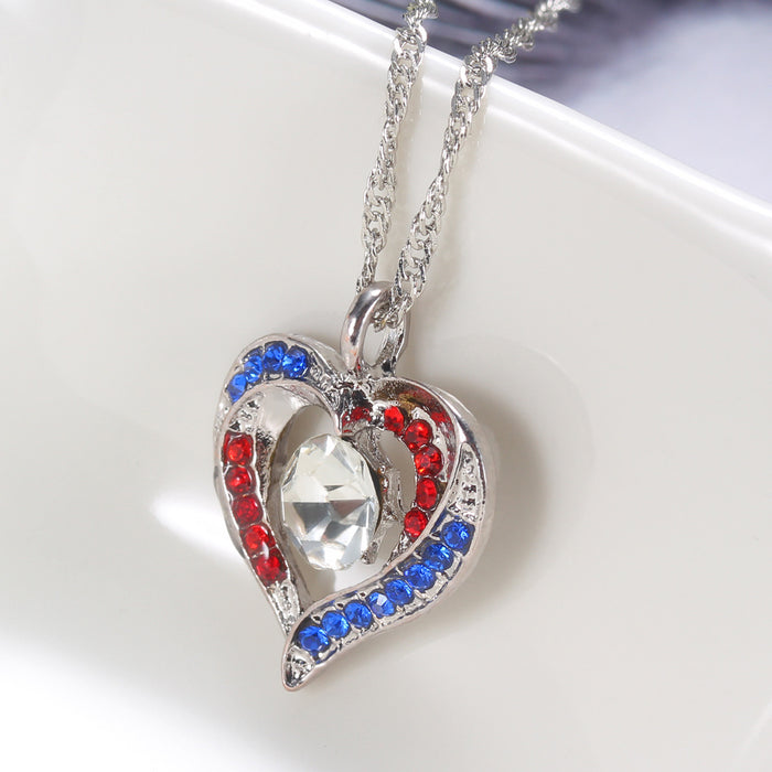 Wholesale Braveheart Colored Diamond Heart Alloy Zircon Necklace MOQ≥2 JDC-NE-MiMeng029