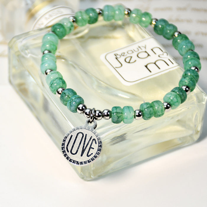 Wholesale Bracelet Green Agate Beaded Burst Crystal JDC-BT-YouF010