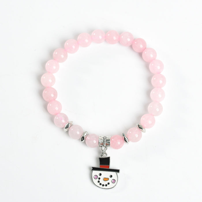 Pulsera al por mayor Color de cristal Navidad lindo muñeco de nieve colgante con cuentas jdc-bt-zhisf005