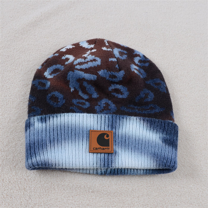 Wholesale Hat Cotton Tie Dye Leopard Knit Hat MOQ≥2 (F) JDC-FH-KuT004