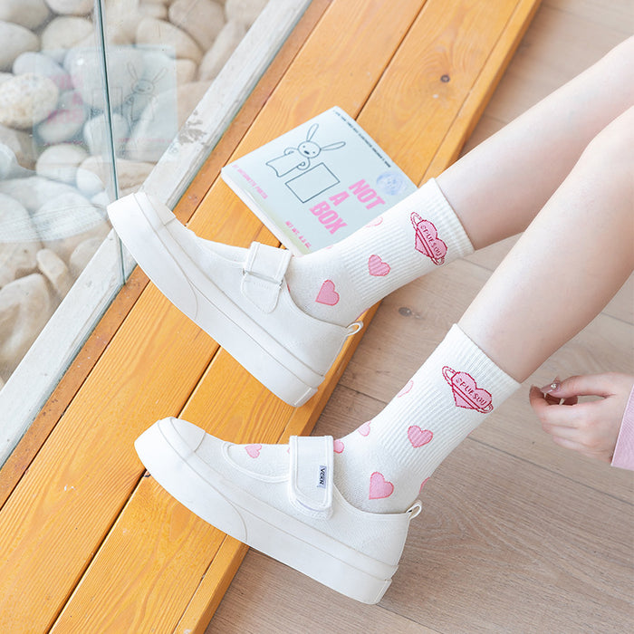 Wholesale socks women's socks pink love cute MOQ≥2 JDC-SK-CYu017