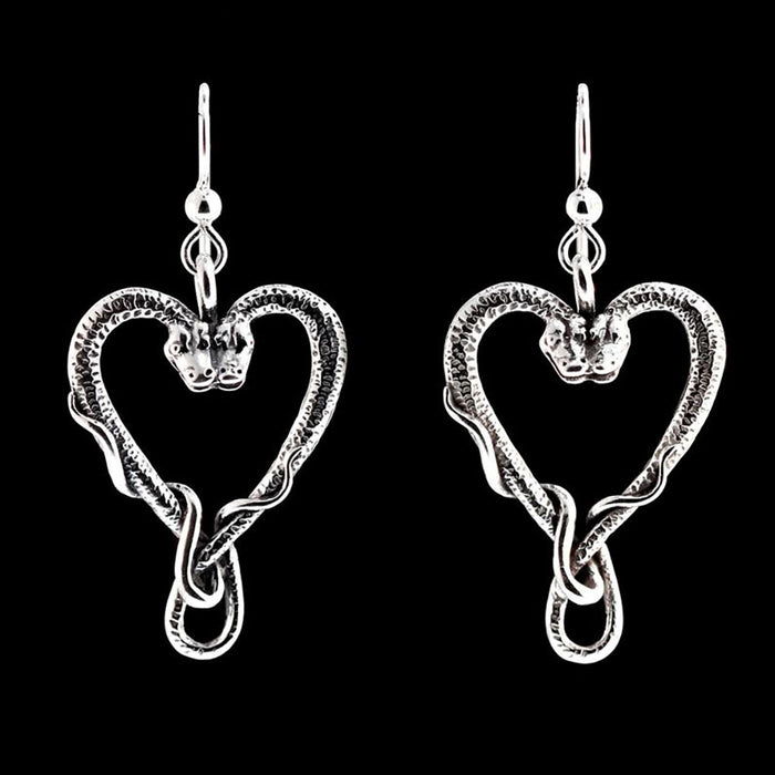 Wholesale Earrings Alloy Heart Double Serpent MOQ≥2 JDC-ES-jugou011