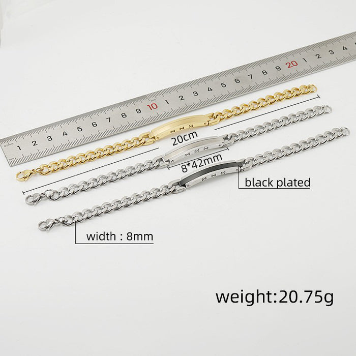 Wholesale Men's Bracelets Stainless Steel Cuban Chain MOQ≥2 JDC-BT-ZhongX007