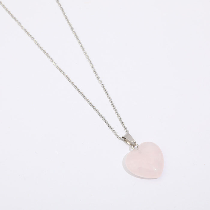 Wholesale Necklace Stainless Steel Natural Stone Luminous Heart Shaped JDC-NE-CaoEn004