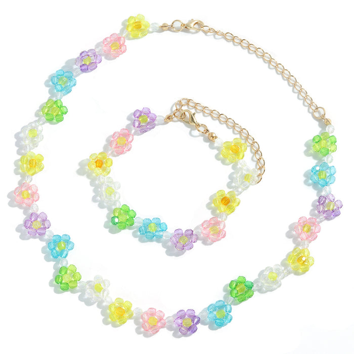 Wholesale Flower Rice Bead Bracelet Necklace Set JDC-NE-JQ190