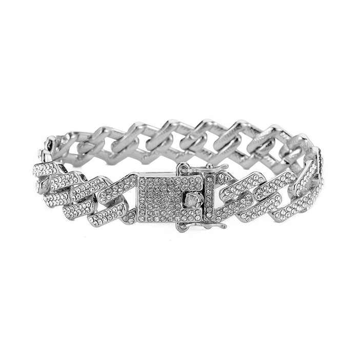 Wholesale hip hop full diamond bracelet trendy men street shooting diamonds JDC-BT-WeiX003