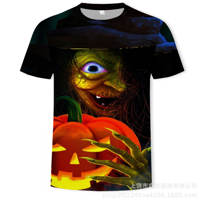 Wholesale T-shirt Halloween Skull Milk Silk 3D Digital Printing JDC-TS-XinO001