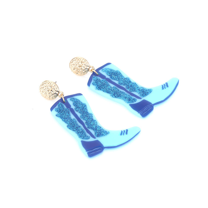 Wholesale Colorful Acrylic Cowboy Boots Earrings JDC-ES-ManY038