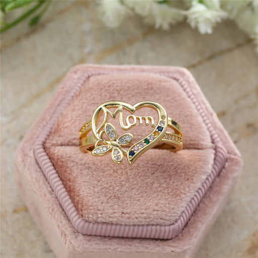 Jewelry WholesaleWholesale Heart Butterfly Mother's Day Copper Adjustable Ring JDC-RS-ErY003 Rings 尔韵 %variant_option1% %variant_option2% %variant_option3%  Factory Price JoyasDeChina Joyas De China