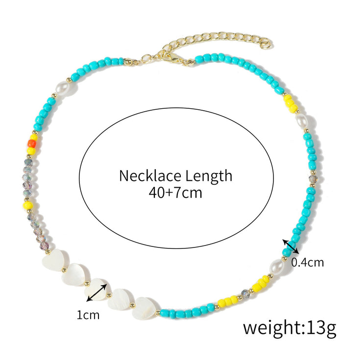 Wholesale Crystal Pendant Clavicle Chain Summer Color Rice Beads Crystal Pearl Necklace JDC-NE-JiaYi006