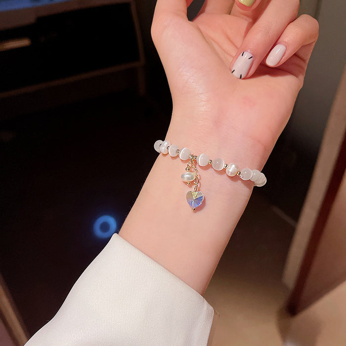 Wholesale Bracelet Opal Pearl Crystal Love Pendant Hand Jewelry JDC-BT-HanJ041