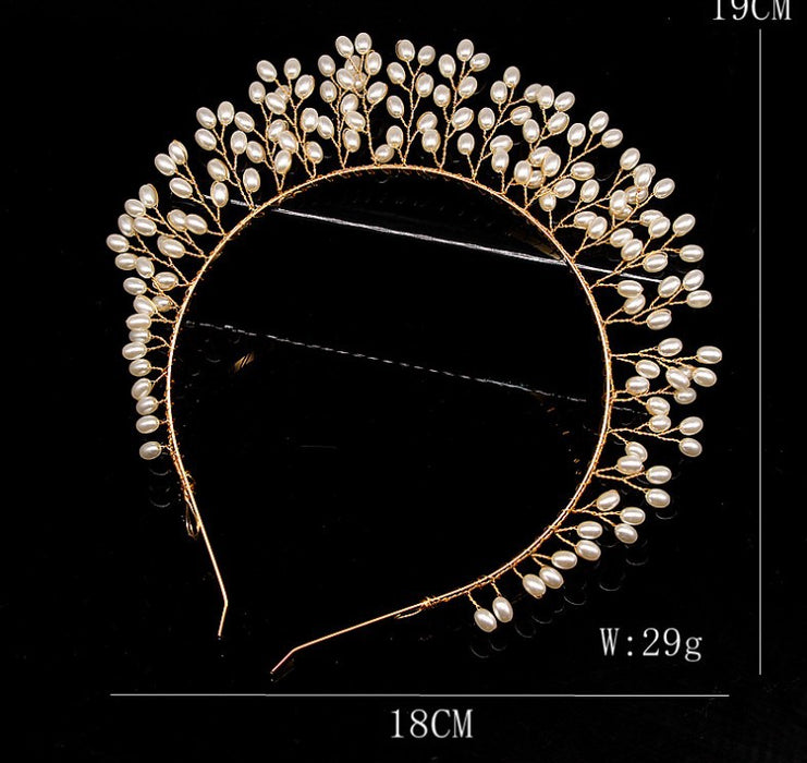 Wholesale Pearl Erection Crown Handmade Bridesmaid Crown MOQ≥2 JDC-HD-DengH005