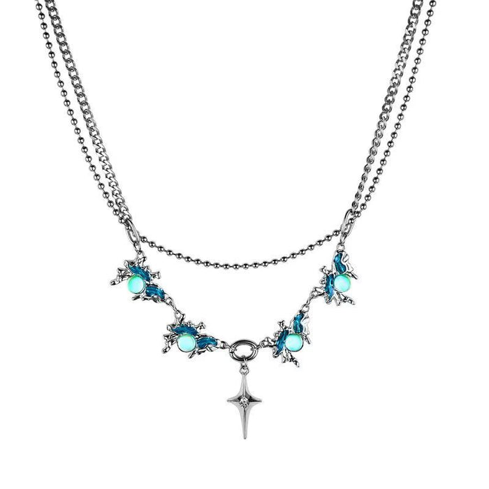 Wholesale Necklace Titanium Steel Stars Sea Moonstone Star Clavicle Chain JDC-NE-YHai005