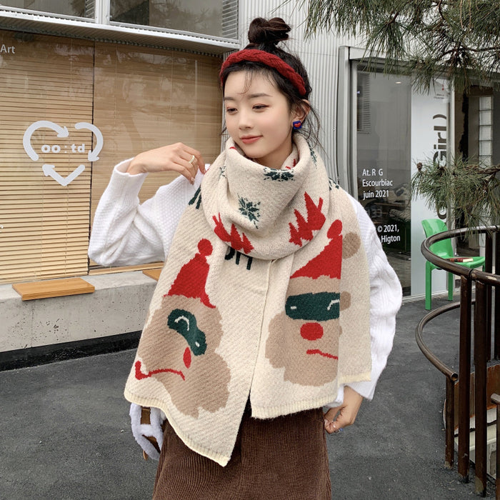 Wholesale Scarf Imitation Cashmere Winter Warm Thick Red Christmas JDC-SF-Zhenl010