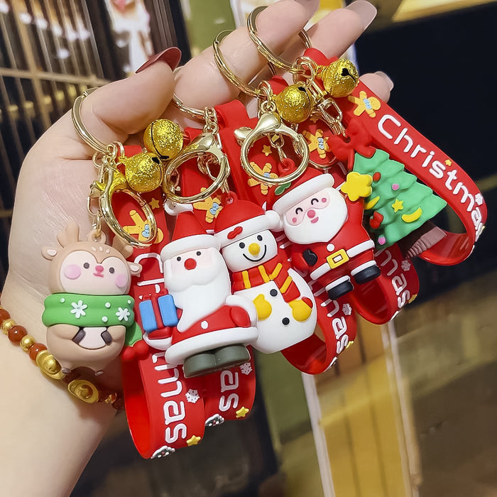 Wholesale Keychains Soft Rubber Hardware Christmas Collection Cartoon Santa Claus (M) JDC-KC-MNi003