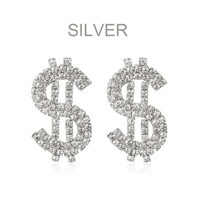 Wholesale Personalized Dollar Sign Earrings 925 Silver Post JDC-ES-Xins008