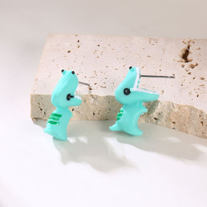 Wholesale Plastic Small Animal Dinosaur Shark Earrings MOQ≥2 JDC-ES-Jugou001