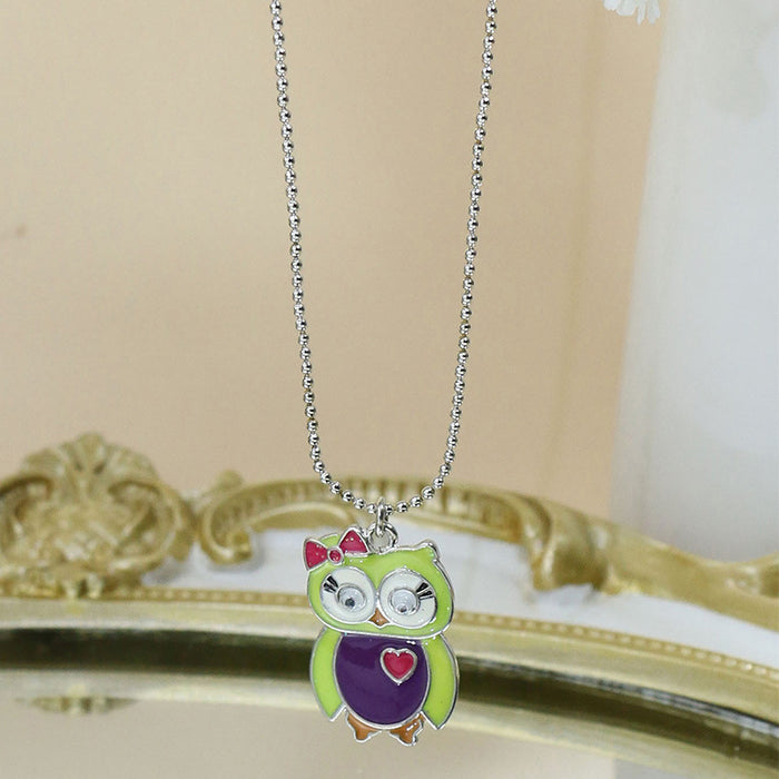 Wholesale Necklace Alloy Colored Cartoon Owl Sweater Chain MOQ≥2 JDC-NE-Momo006
