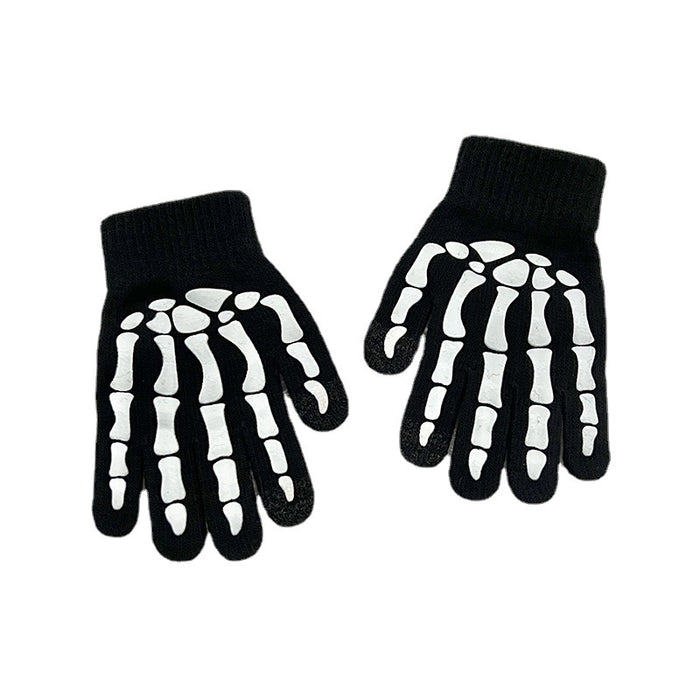 Wholesale Gloves Acrylic Halloween Black Glow in the Dark Skull Bone Claws JDC-GS-YWHY001