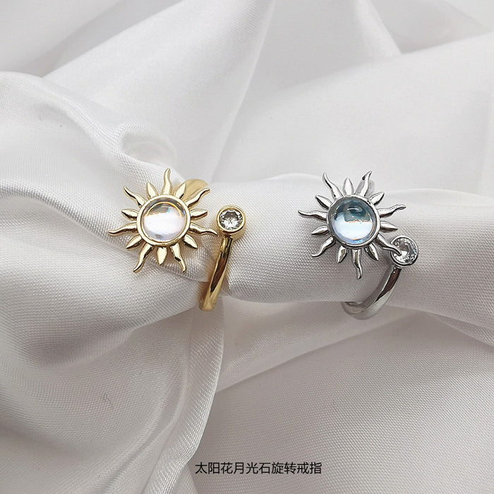 Wholesale Ring Copper Sunflower Rotating Ring Adjustable Decompression MOQ≥2 JDC-RS-HuiB003