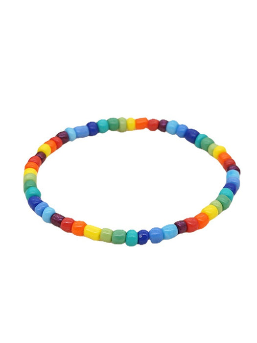 Beads de arroz de vidrio arcoiris al por mayor Boho Bracelet JDC-BT-KUANGD002