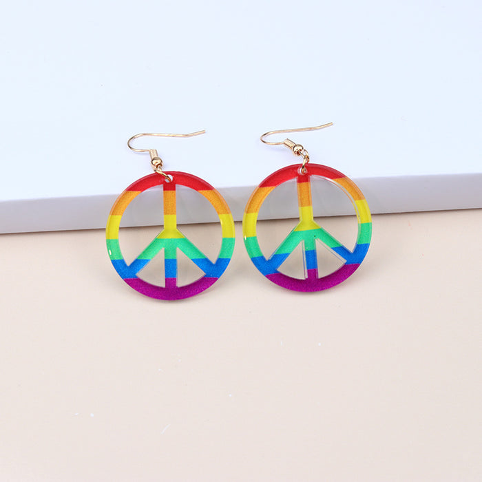 Wholesale Rainbow Heart Acrylic Earrings MOQ≥2 JDC-ES-DUAI011