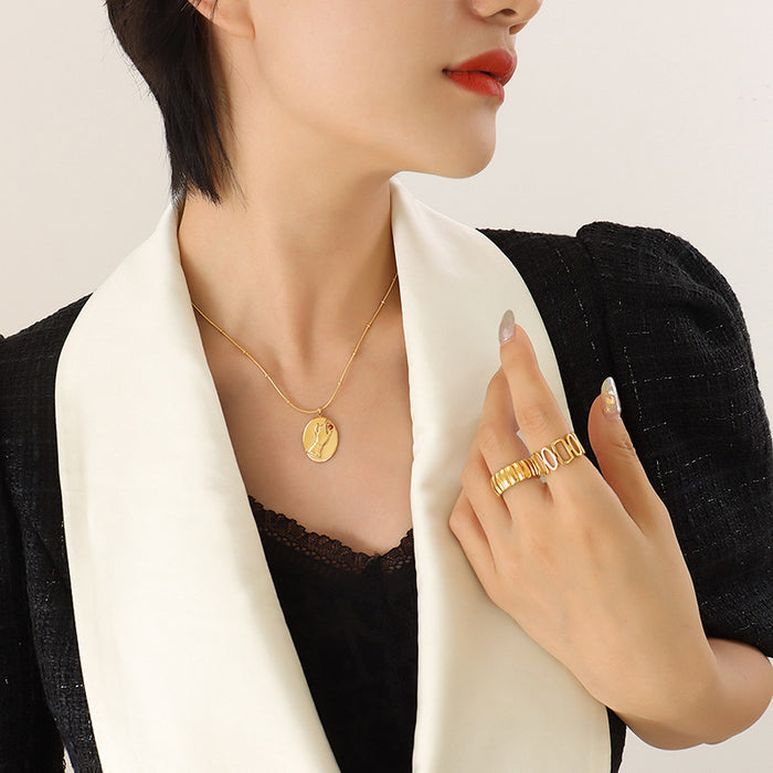 Collar de clavícula colgante redonda de dedo al por mayor tendencia de moda joyas de diamantes jdc-ne-szxyt005