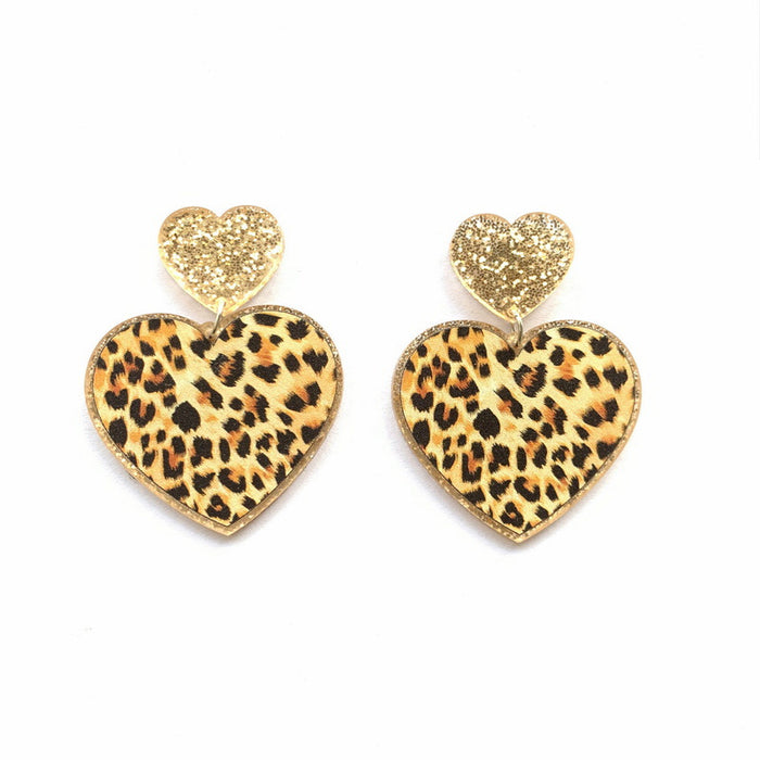 Wholesale Leopard Print Heart Acrylic Earrings JDC-ES-XUEP030