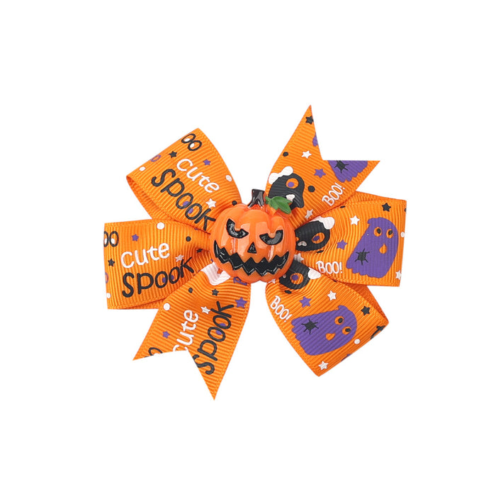 Wholesale Children's Hair Clip Halloween Bat Bow Pumpkin Head JDC-HC-qiun007