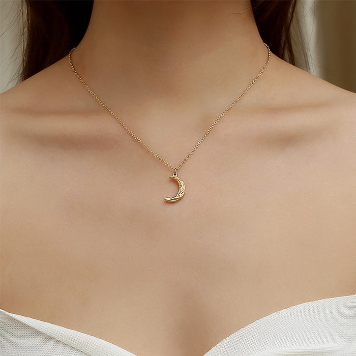 Wholesale personality creative moon pendant ladies temperament necklace stainless steel JDC-NE-BM001