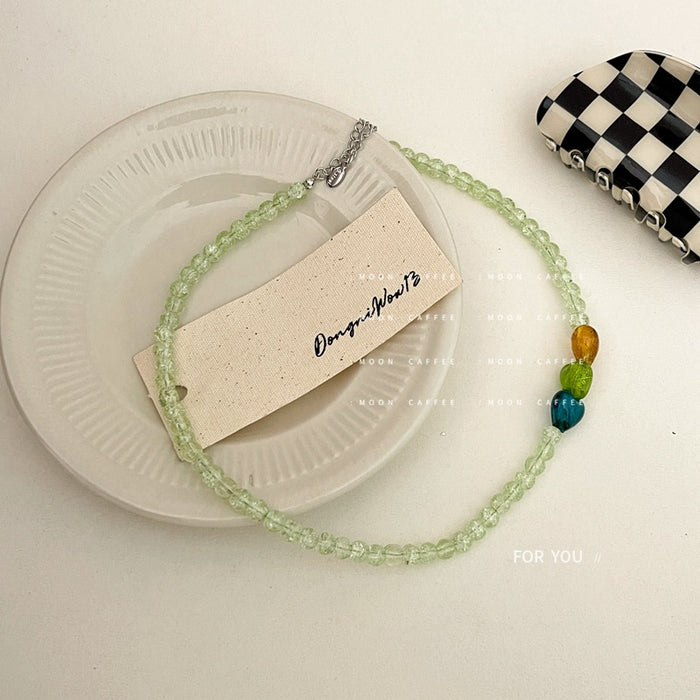 Wholesale Beaded Pearl Crystal Heart Beaded Glass Necklace JDC-NE-JiaJ004