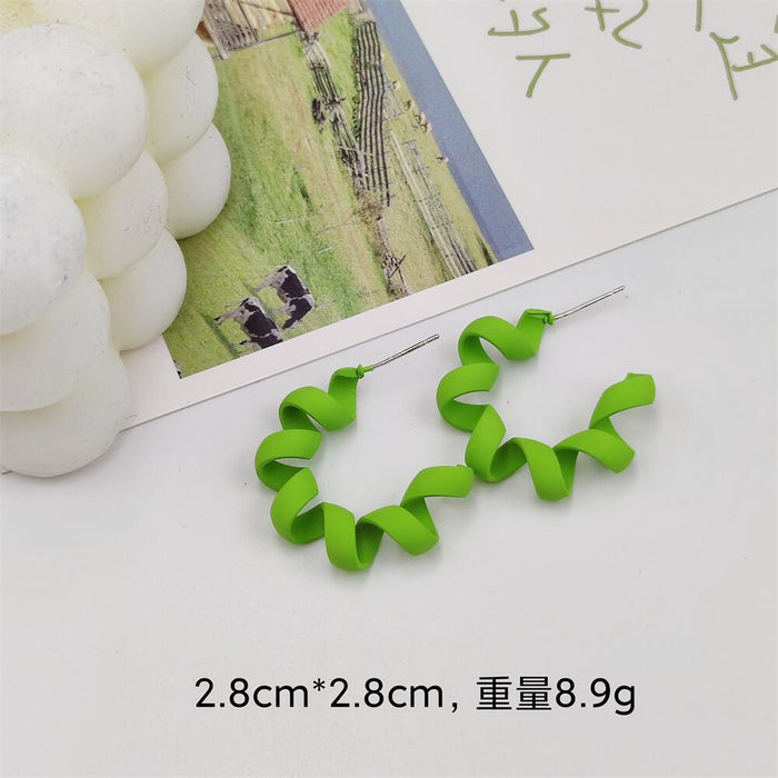 Jewelry WholesaleWholesale green S925 silver needle spray paint butterfly C circle square round earrings JDC-ES-FX007 Earrings 繁瑆 %variant_option1% %variant_option2% %variant_option3%  Factory Price JoyasDeChina Joyas De China