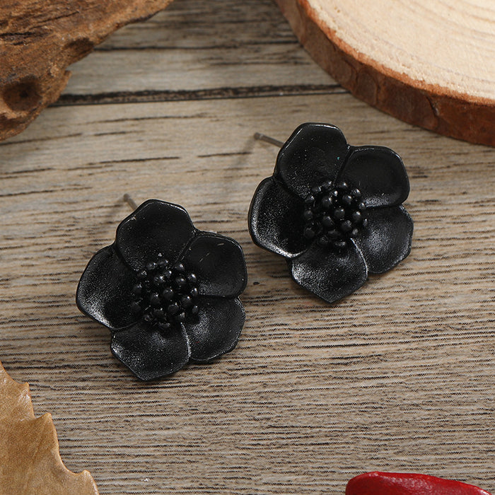 Wholesale Earrings Alloy Spray Painted Flowers MOQ≥2 JDC-ES-KaiQ059