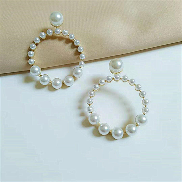Wholesale Earring Alloy Inlaid Pearl Earrings JDC-ES-AiMei014