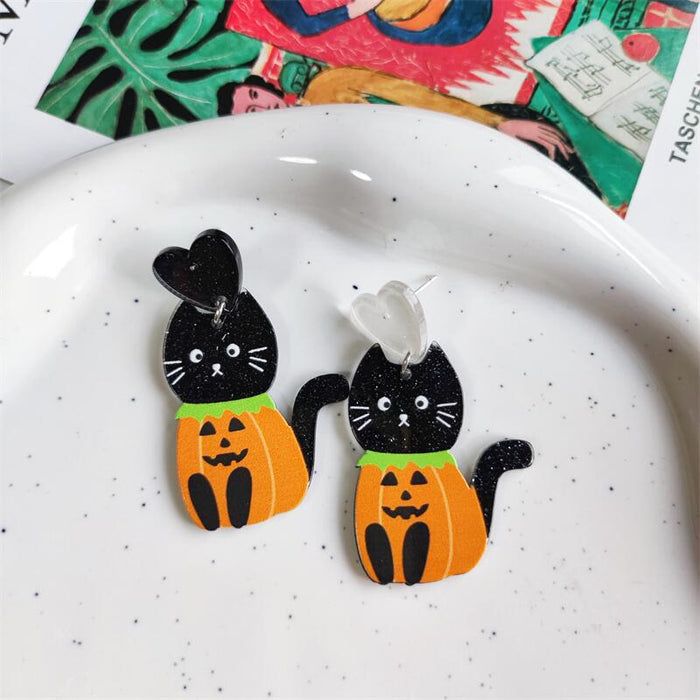 Wholesale Earrings Acrylic Halloween Black & White Graffiti JDC-ES-FX021
