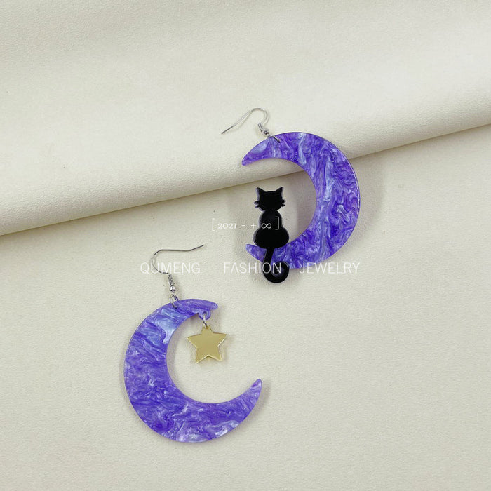 Wholesale Earrings Acrylic Moon Cat Stars MOQ≥2 JDC-ES-MoShu048