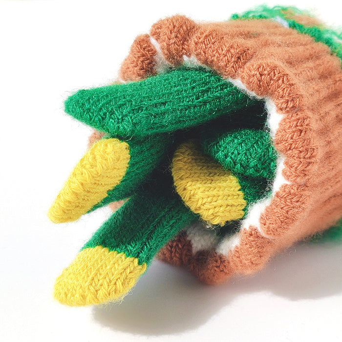 Wholesale Gloves acrylic wool knitting warm winter thick wool cute MOQ≥2 JDC-GS-YuQ001