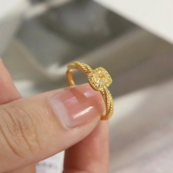 Wholesale Rings Copper Yellow Diamond Square JDC-RS-ASM002
