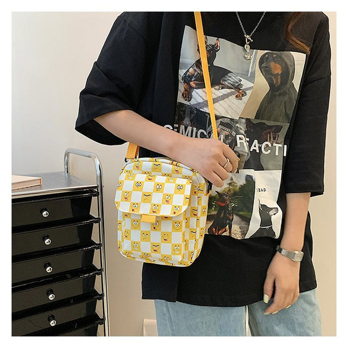 Wholesale Shoulder Canvas Bag Cute Student Plaid Colorblocking JDC-SD-KR057