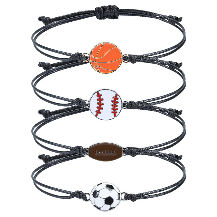 Wholesale Bracelet Alloy Wax Wire Braided Baseball Football Bracelet Basketball MOQ≥2 JDC-BT-YIYe034
